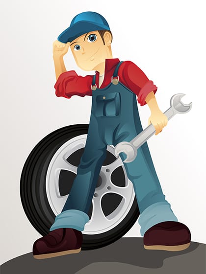 Cartoon mechanic in overalls