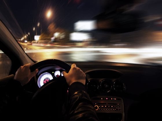 Driver driving at night