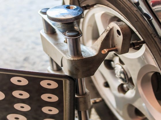 Car Tire Getting Alignment Job